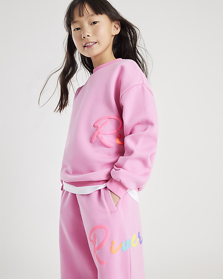 le ragazze di fiume rosa felpa jogging e set