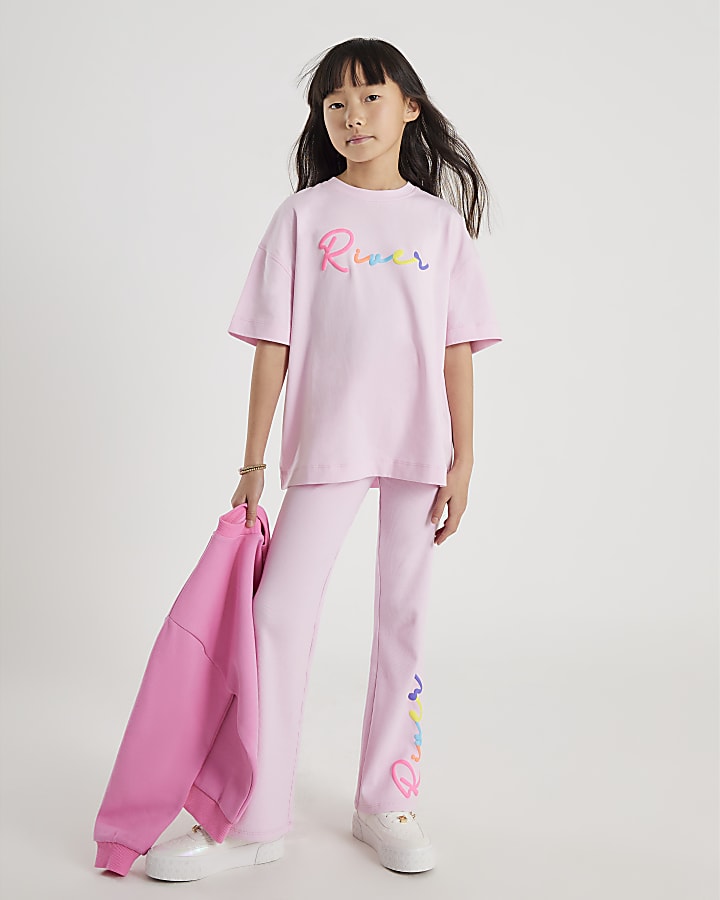 le ragazze di fiume rosa t-shirt e pantaloni set