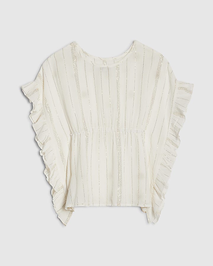 mini ragazze crema ricamato di paillettes kaftan