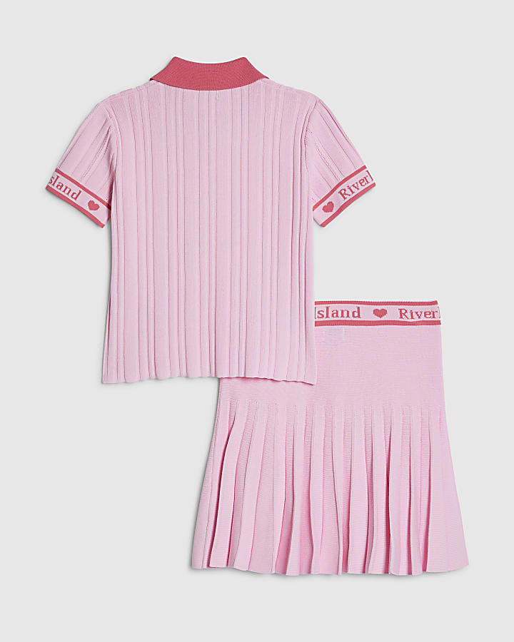 ragazze rosa polo shirt e gonna set