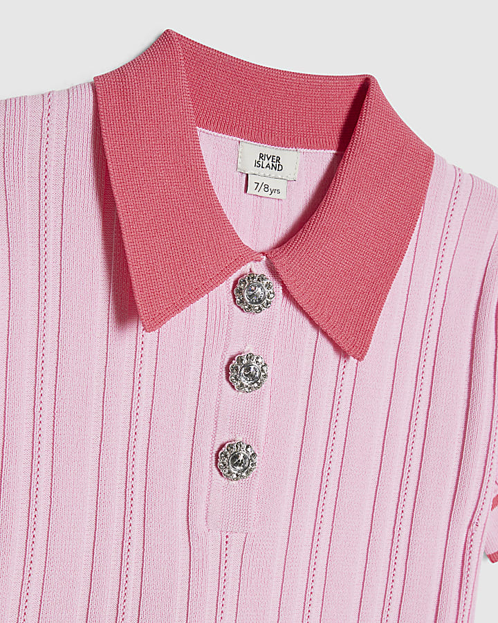 ragazze rosa polo shirt e gonna set