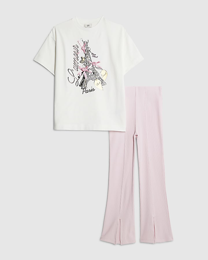 le ragazze bianco l amour paris t-shirt set