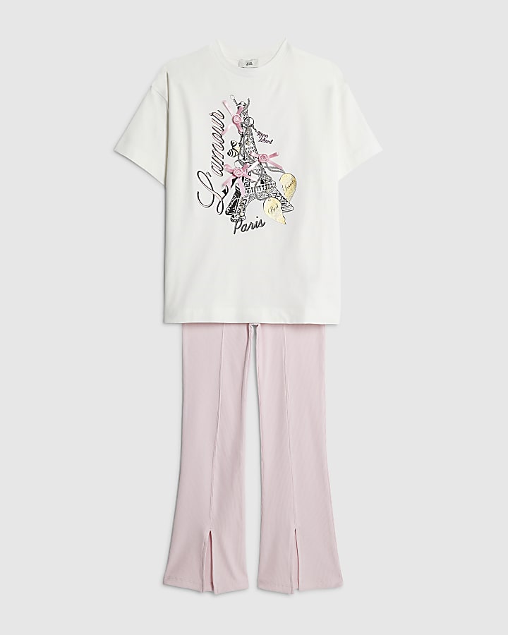 le ragazze bianco l amour paris t-shirt set