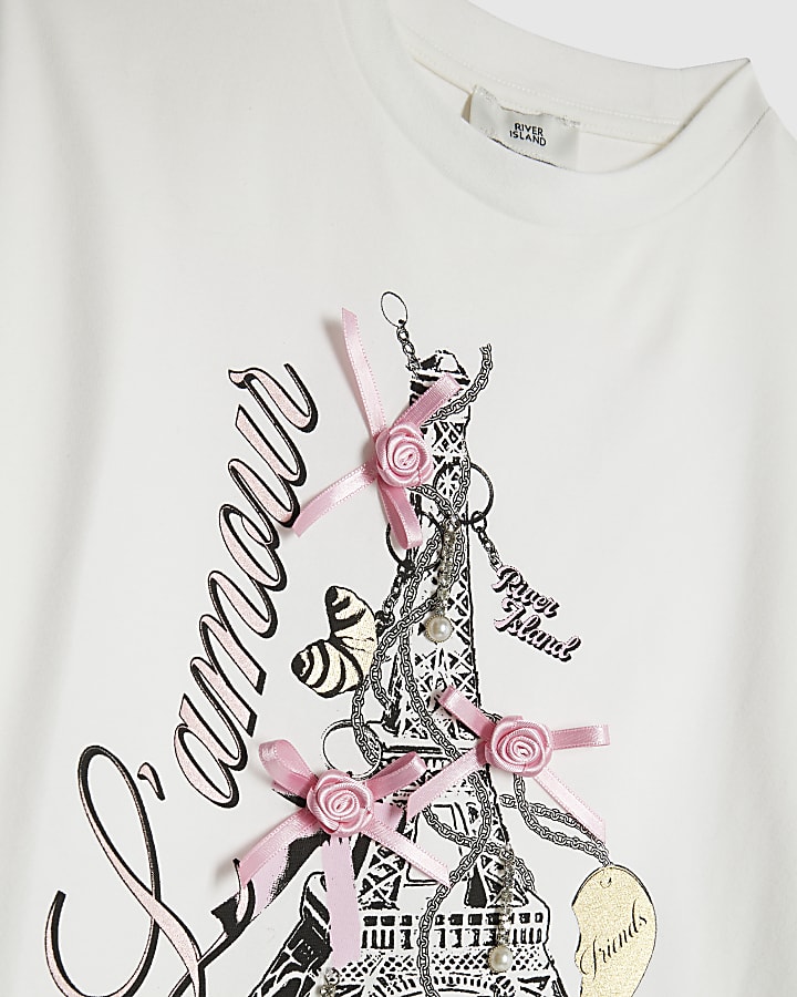 le ragazze bianco l amour paris t-shirt set
