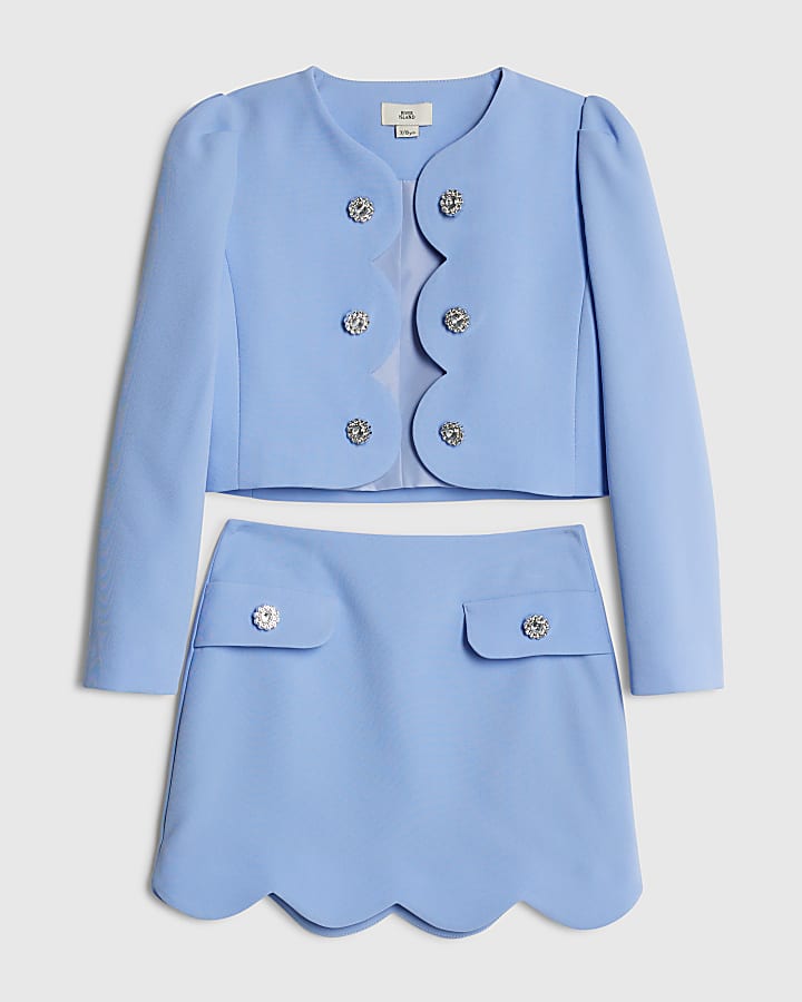 ragazze blu pettine gonna set