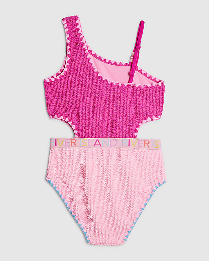 ragazze rosa con texture asimmetrica costume da bagno