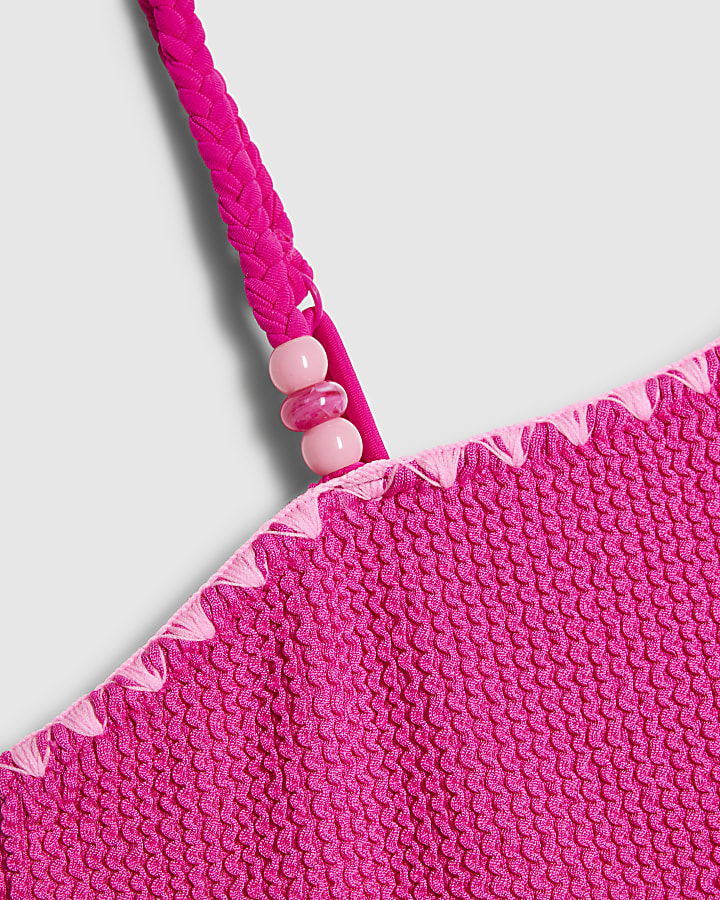ragazze rosa con texture asimmetrica costume da bagno