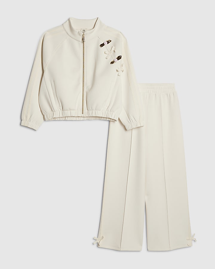 ragazze crema rosetta tuta set