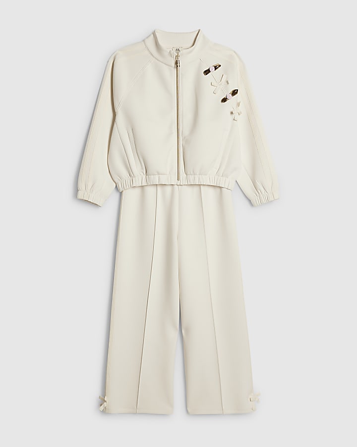 ragazze crema rosetta tuta set