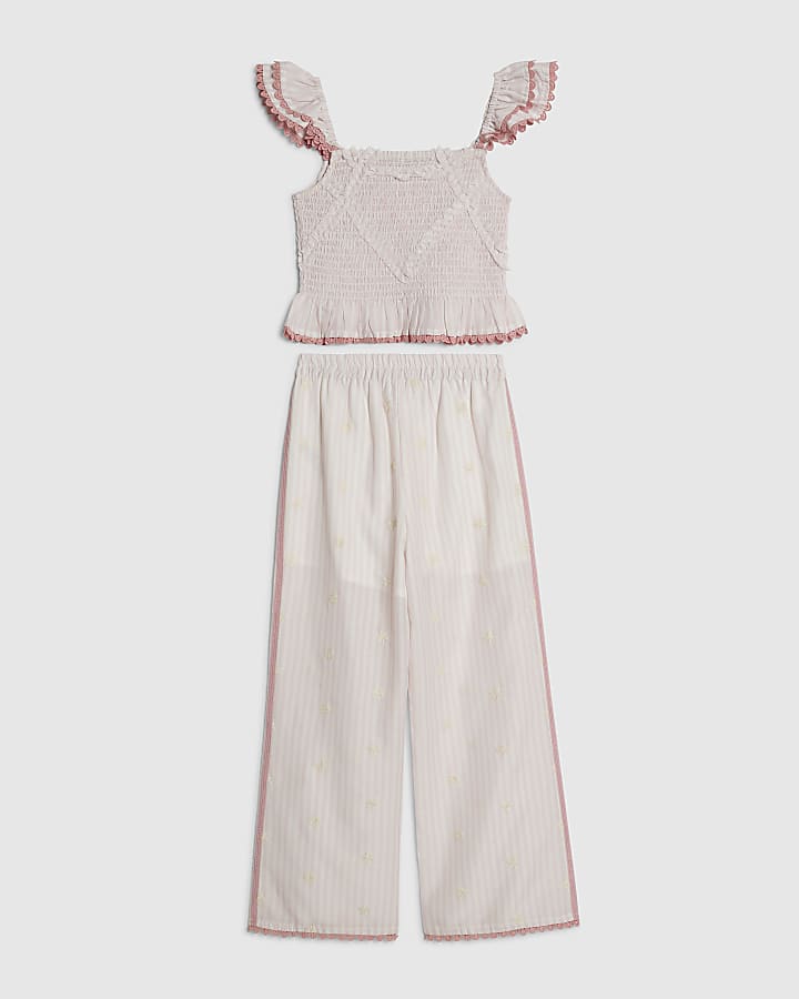 ragazze rosa stripe pantaloni set