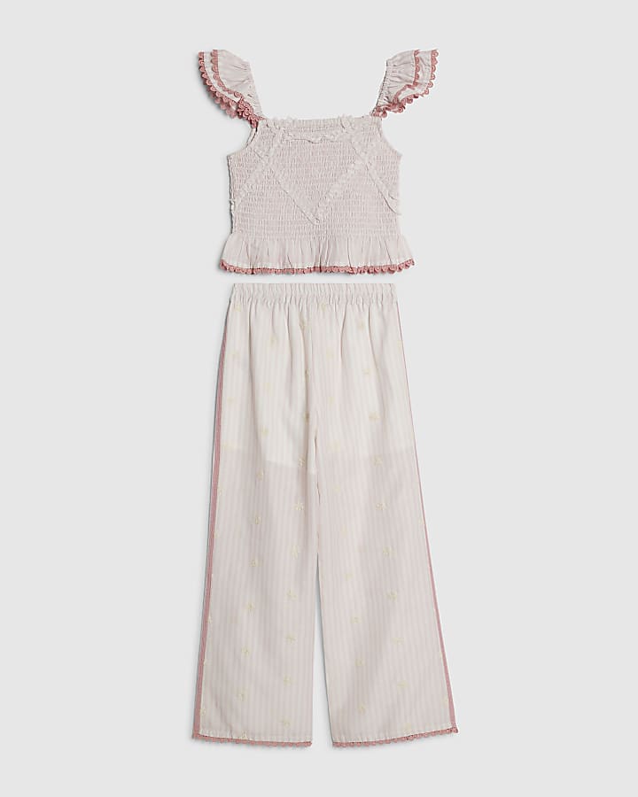 ragazze rosa stripe pantaloni set