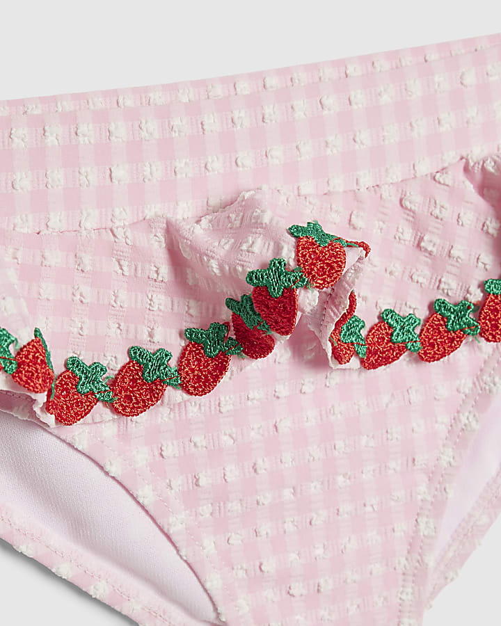 mini ragazze rosa fragola tankini set