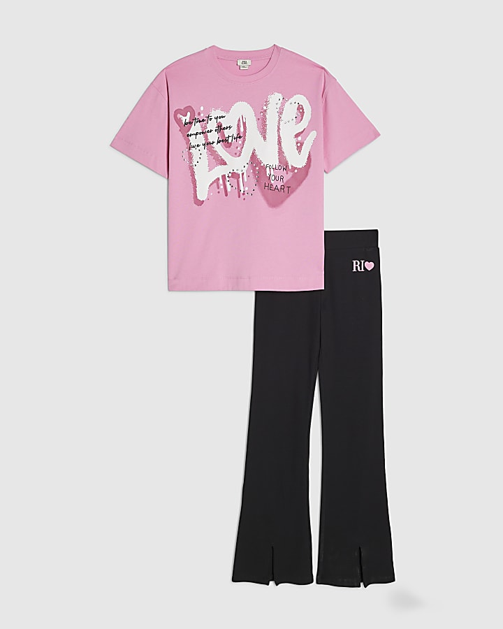 ragazze rosa amore t-shirt set