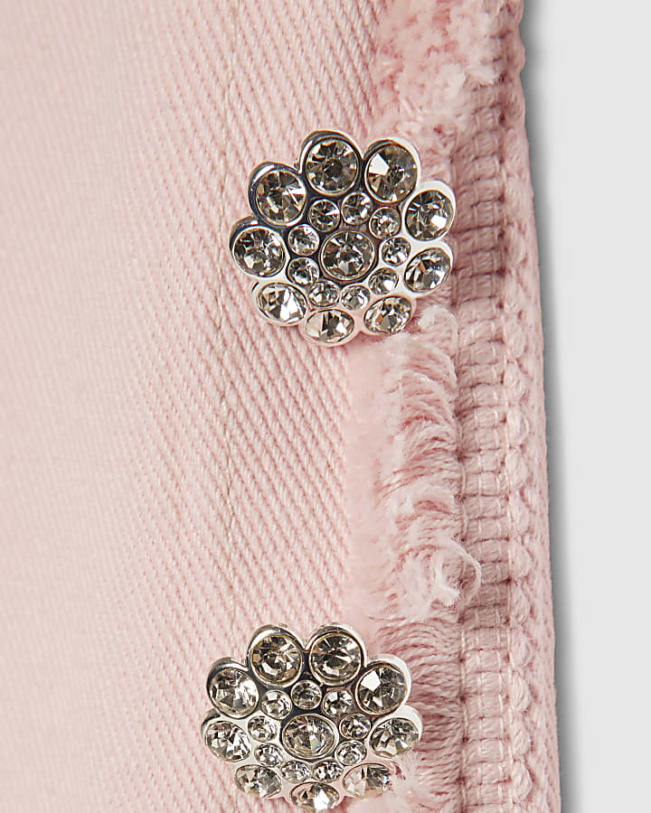 ragazze rosa denim peplum top set