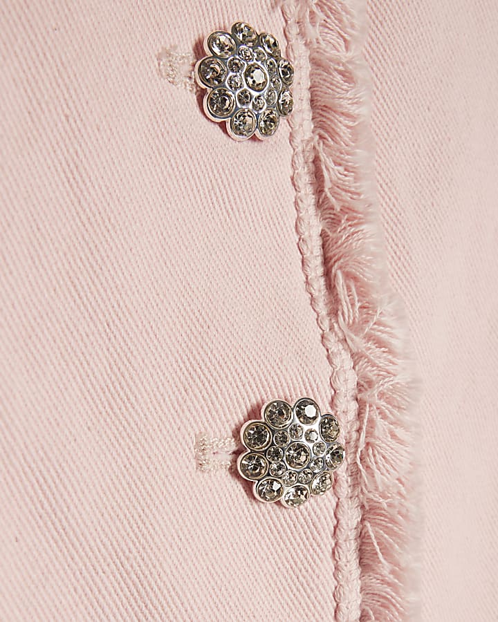 ragazze rosa denim peplum top set