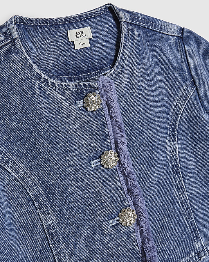 ragazze denim blu peplum top set