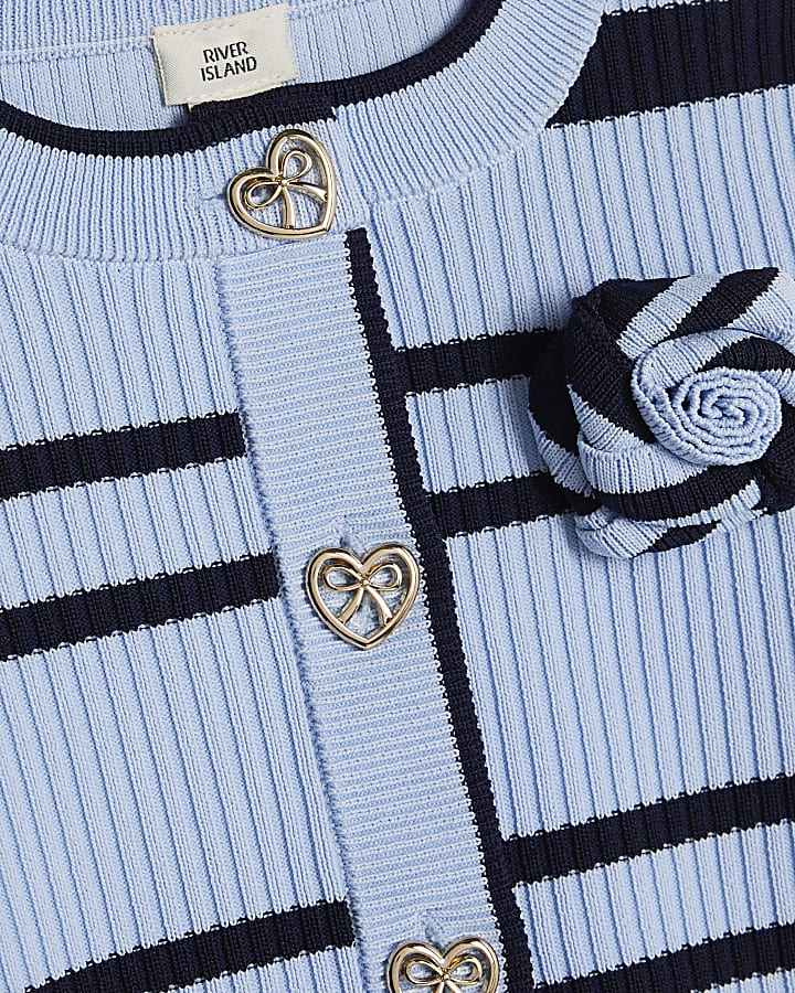 ragazze navy stripe cardigan e gonna set