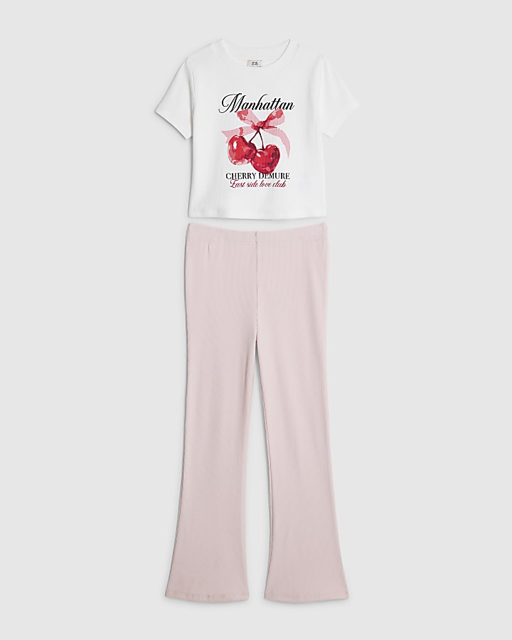 le ragazze bianco manhattan ciliegio t-shirt set