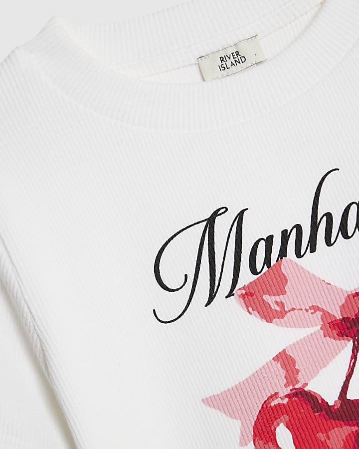le ragazze bianco manhattan ciliegio t-shirt set