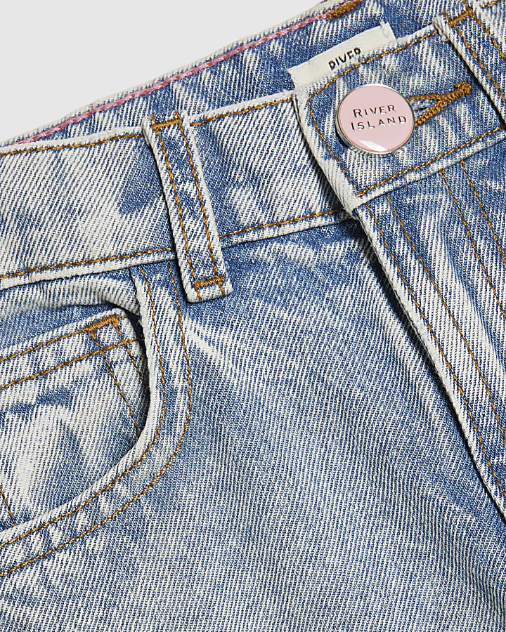 ragazze rosa floreale ricamato dritto jeans
