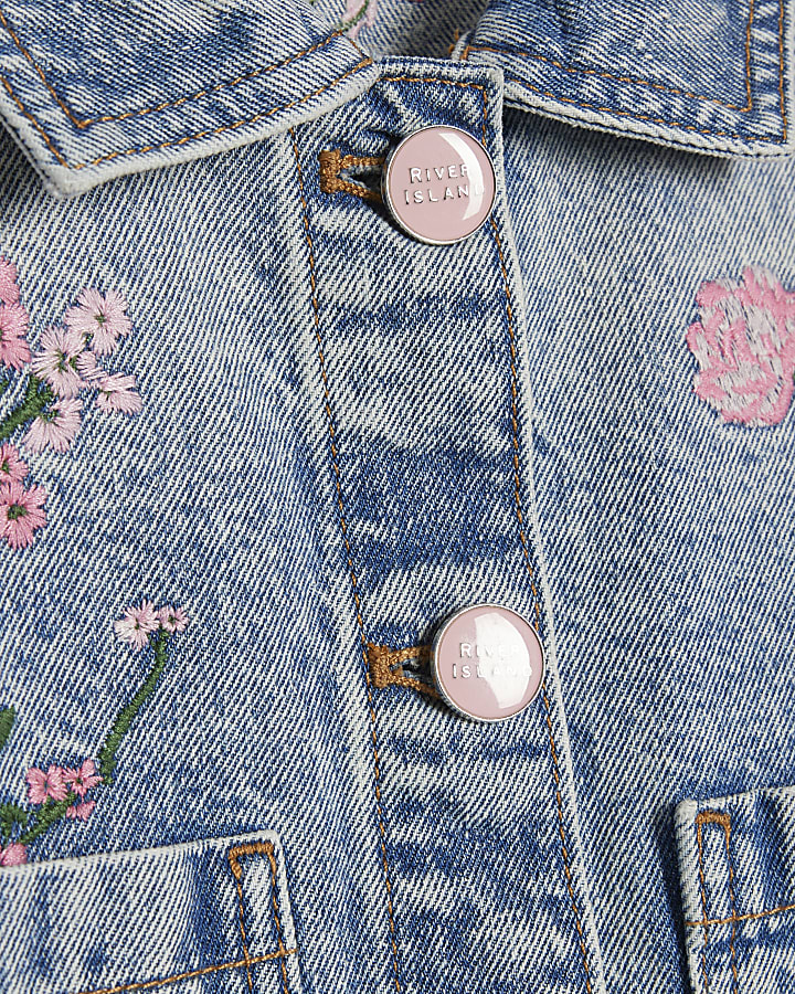 ragazze blu rosa floreale giacca di jeans