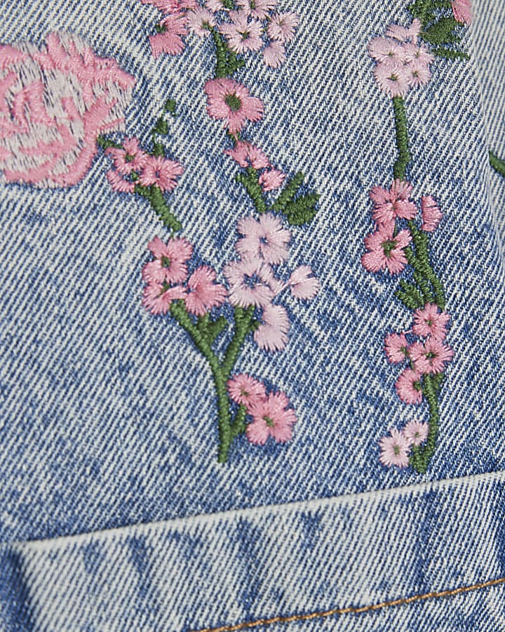 ragazze blu rosa floreale giacca di jeans