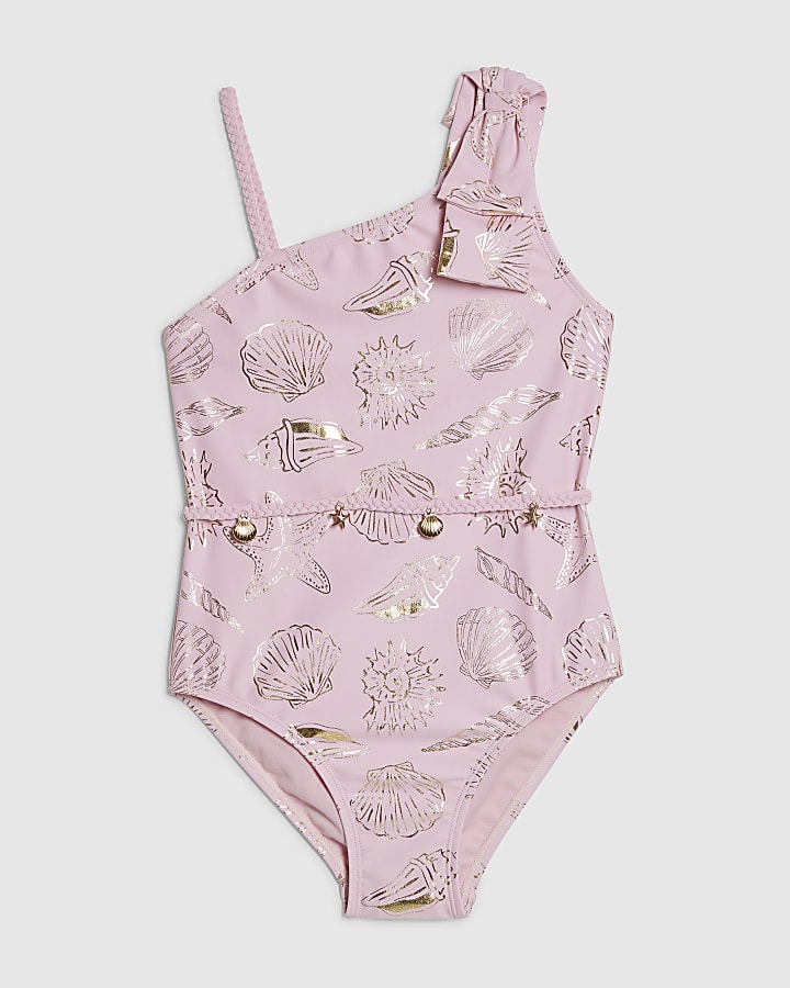 ragazze in oro rosa foil shell costume da bagno