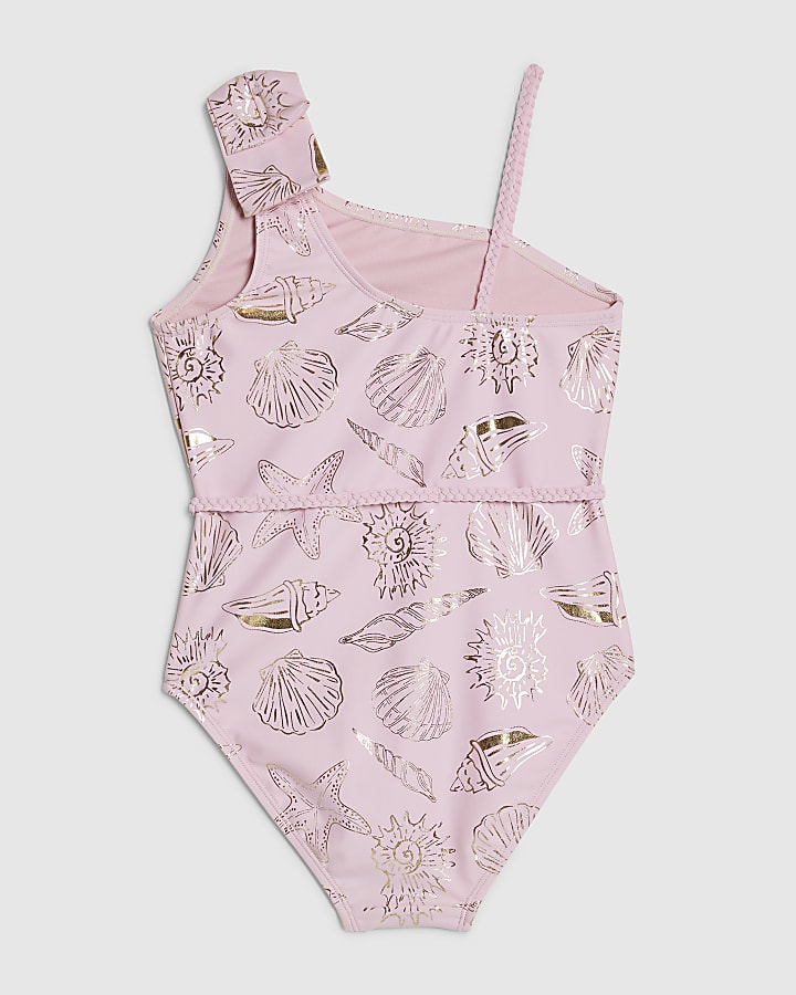 ragazze in oro rosa foil shell costume da bagno
