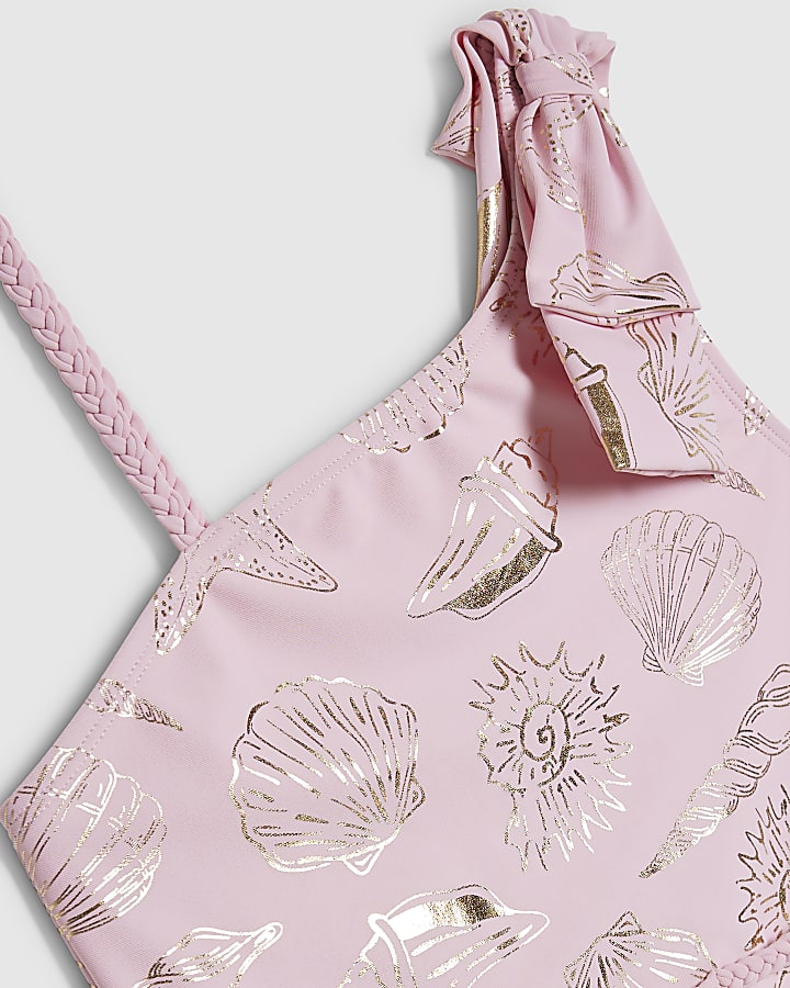 ragazze in oro rosa foil shell costume da bagno