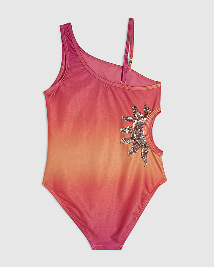 ragazze arancione ombre paillettes sole costume da bagno