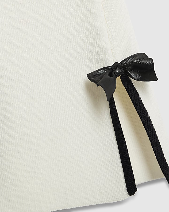 ragazze crema di prua pantalone