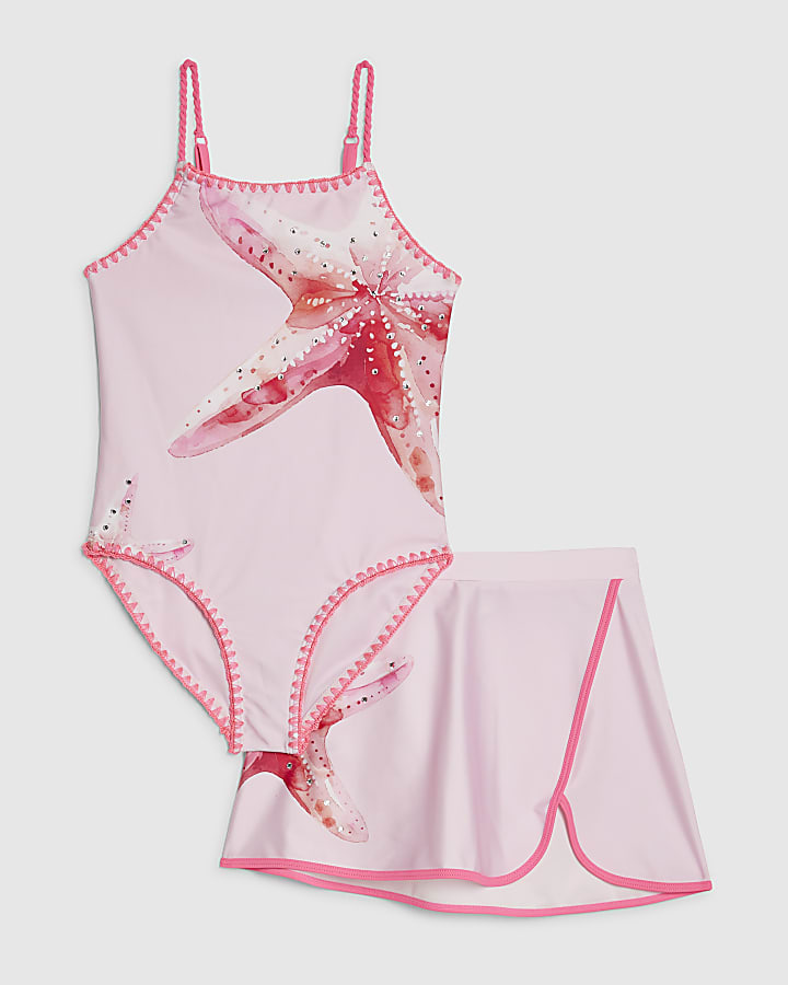 ragazze rosa starfish set costume da bagno