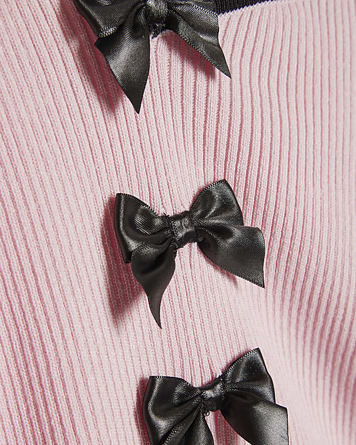 ragazze fiocco rosa top e pantaloni set