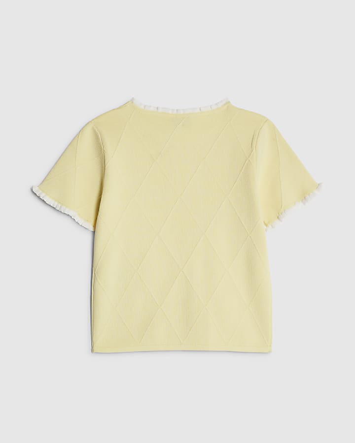ragazze rosa gialla arco diamante maglia top
