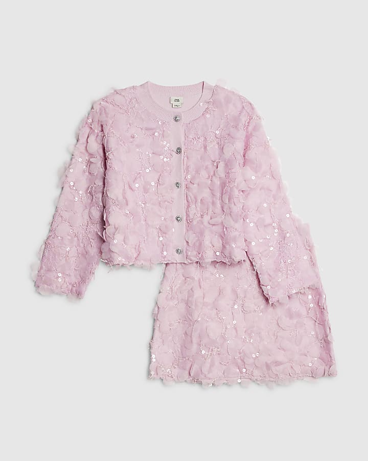 ragazze rosa 3d floral skirt set