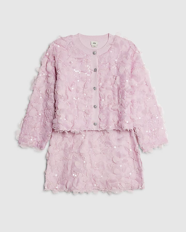 ragazze rosa 3d floral skirt set