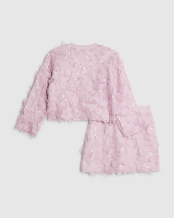 ragazze rosa 3d floral skirt set