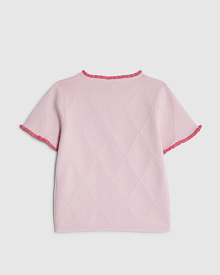 ragazze rosa fiocco diamante maglia top