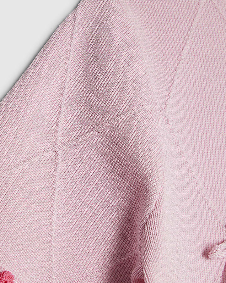 ragazze rosa fiocco diamante maglia top