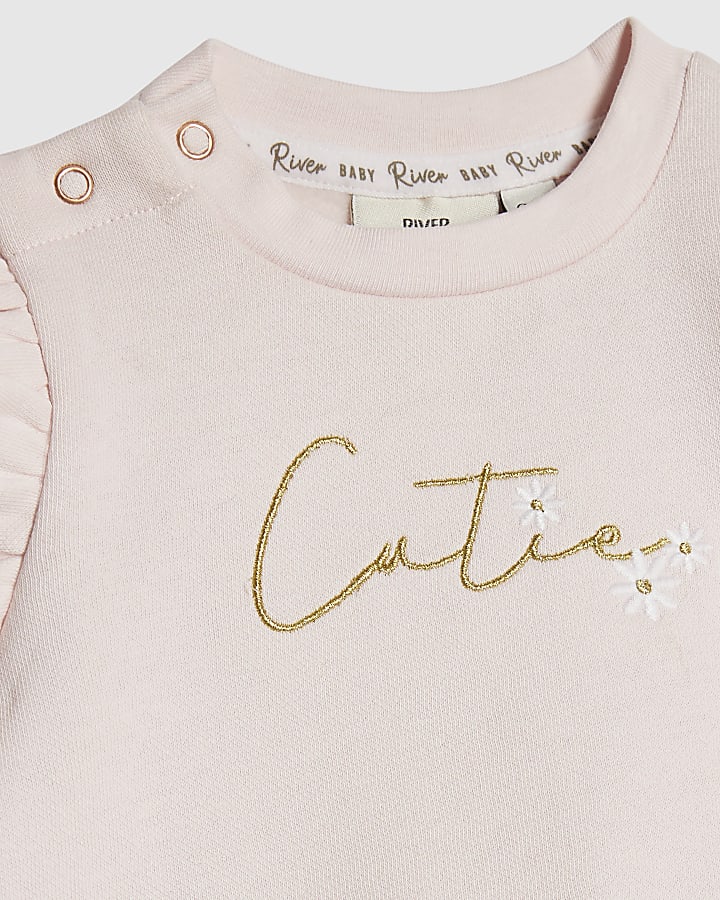 bambine rosa broderie felpa set