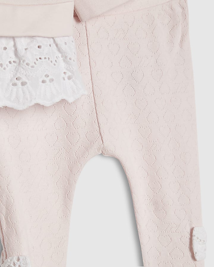 bambine rosa broderie felpa set