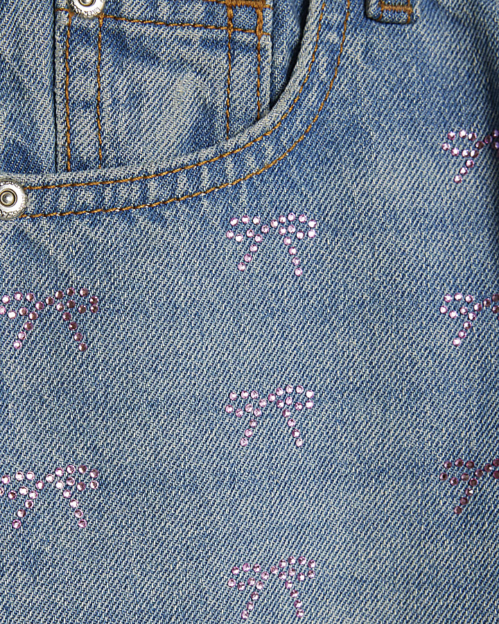 ragazze fiocco blu impreziosito dritto jeans