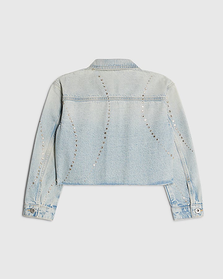 ragazze blu impreziosito giacca di jeans