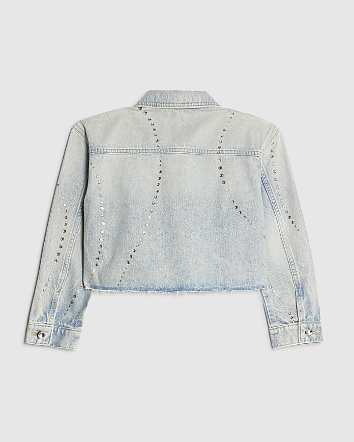 ragazze blu impreziosito giacca di jeans