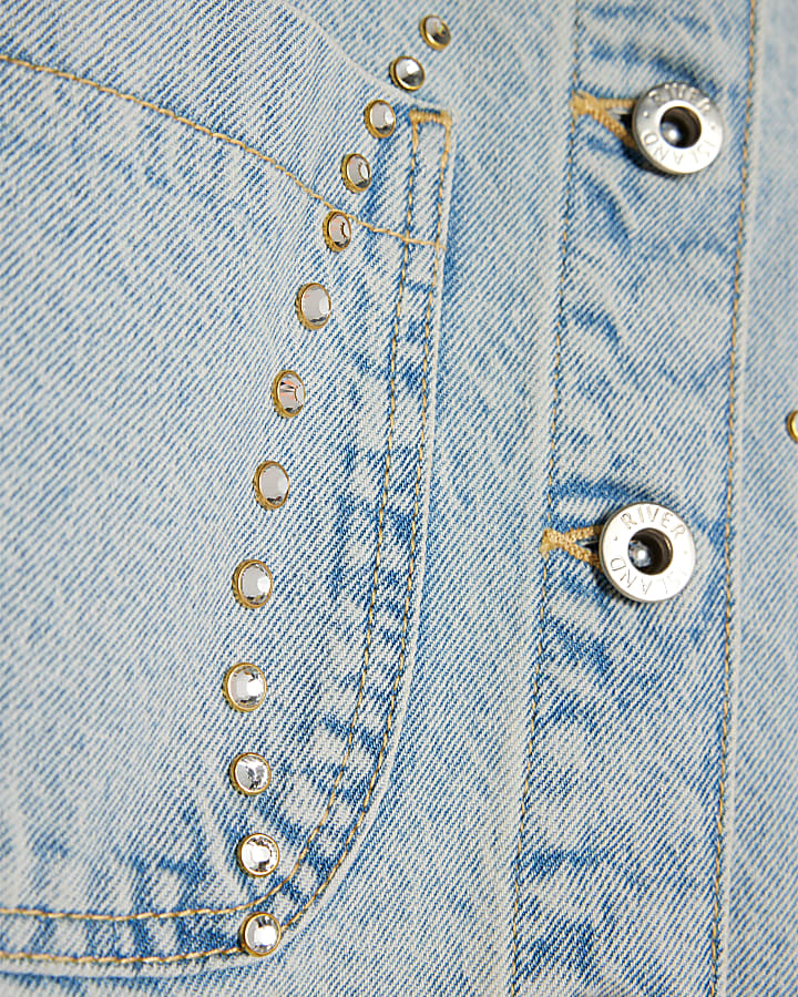 ragazze blu impreziosito giacca di jeans