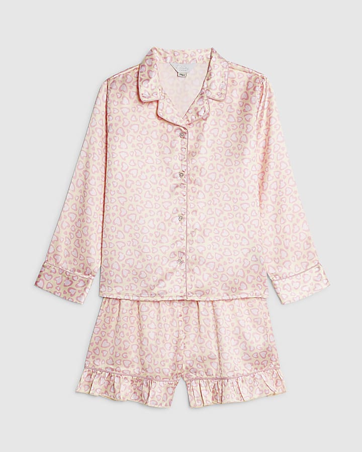 ragazze rosa leopardo raso pigiama set