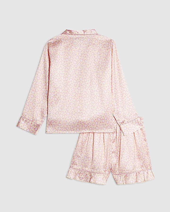 ragazze rosa leopardo raso pigiama set