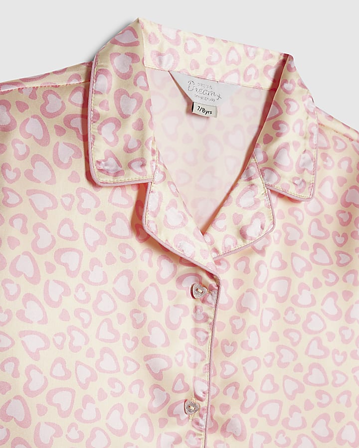 ragazze rosa leopardo raso pigiama set