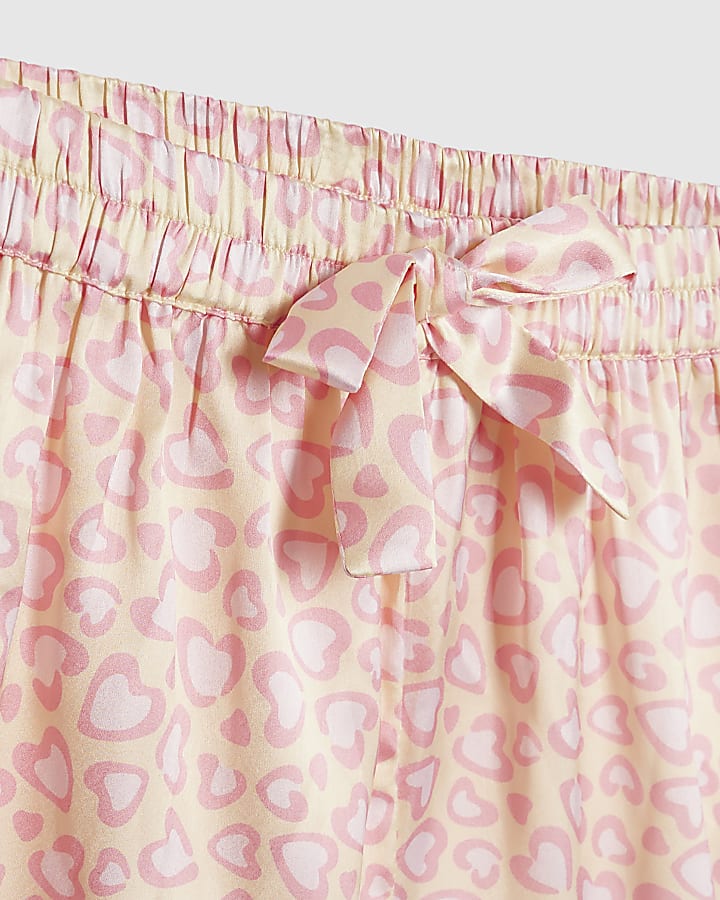 ragazze rosa leopardo raso pigiama set