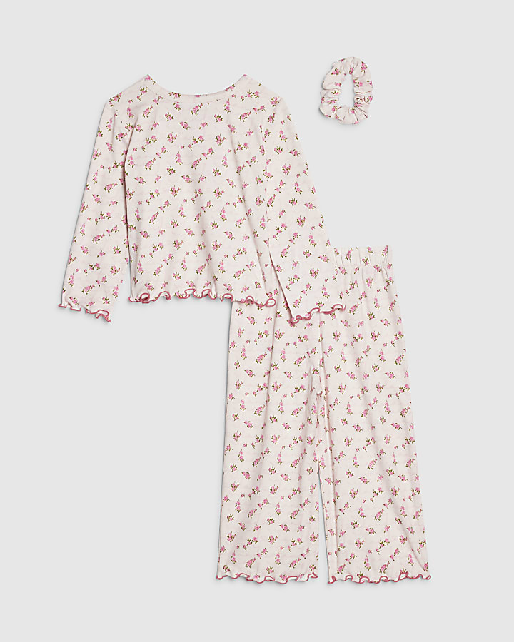 mini ragazze rosa bocciolo di rosa pigiama set